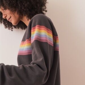 Marine Layer Anytime Sweatshirt Washed Black Stripe XL